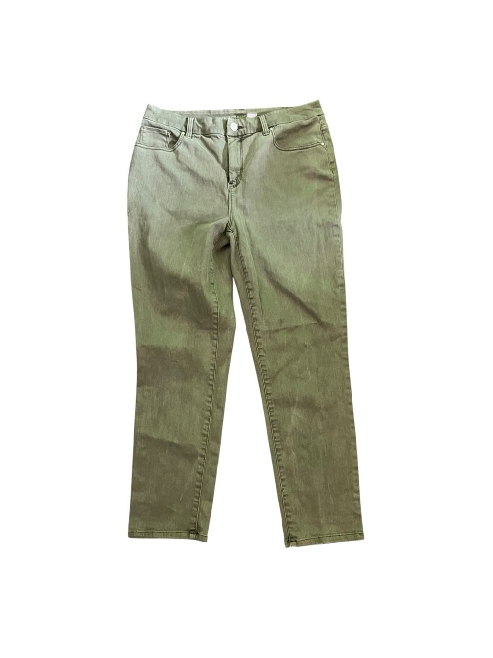 Chico’s Perfect Stretch Slim Ankle Pants 5-Pocket Olive 1